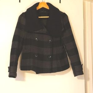 Theory Checkered Button Up Peacoat